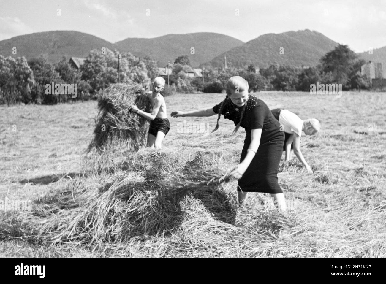 Schüler des Kolonial Schülerheims Harzburg bei der Arbeit, Deutsches Reich 1937. Students of the colonial residential school Harzburg at work; Germany 1937. Stock Photo