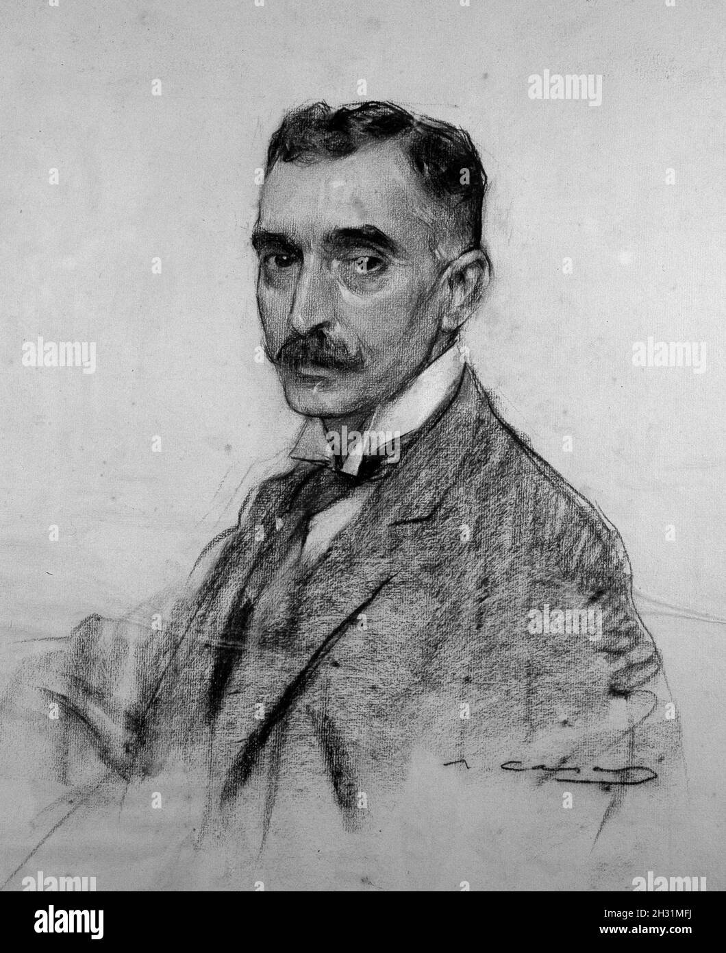 MACIA , FRANCESC. POLITICO ESPAÑOL. 1859 - 1933. DIBUJO DE RAMON CASAS. MUSEO DE ARTE MODERNO . BARCELONA. Stock Photo