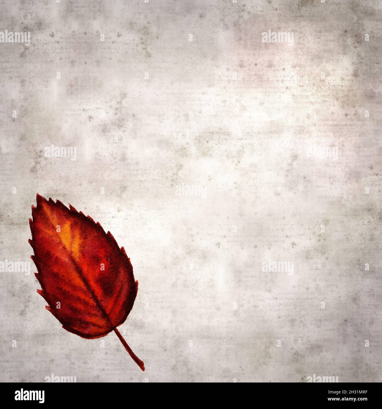 stylish textured old paper background with autumnal leaves in ...