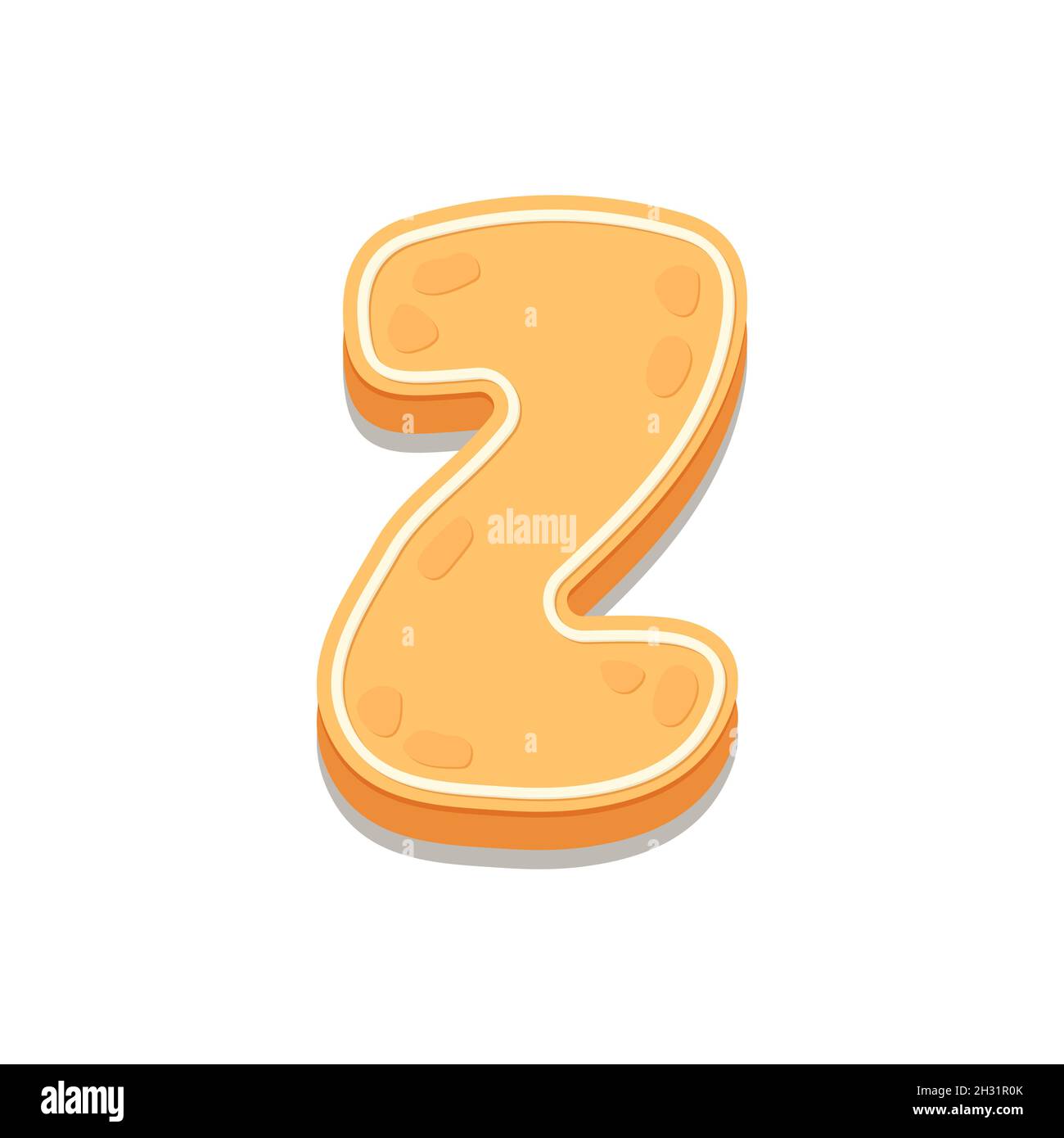 Gingerbread Cookies letter Z. Cartoon letter with icing sugar covering. Vector illustration for your design. Stock Vector
