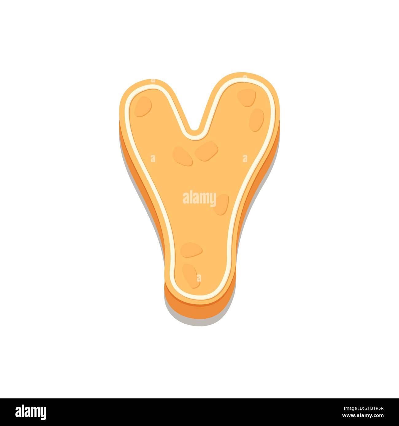 Gingerbread Cookies letter Y. Cartoon letter with icing sugar covering. Vector illustration for your design. Stock Vector