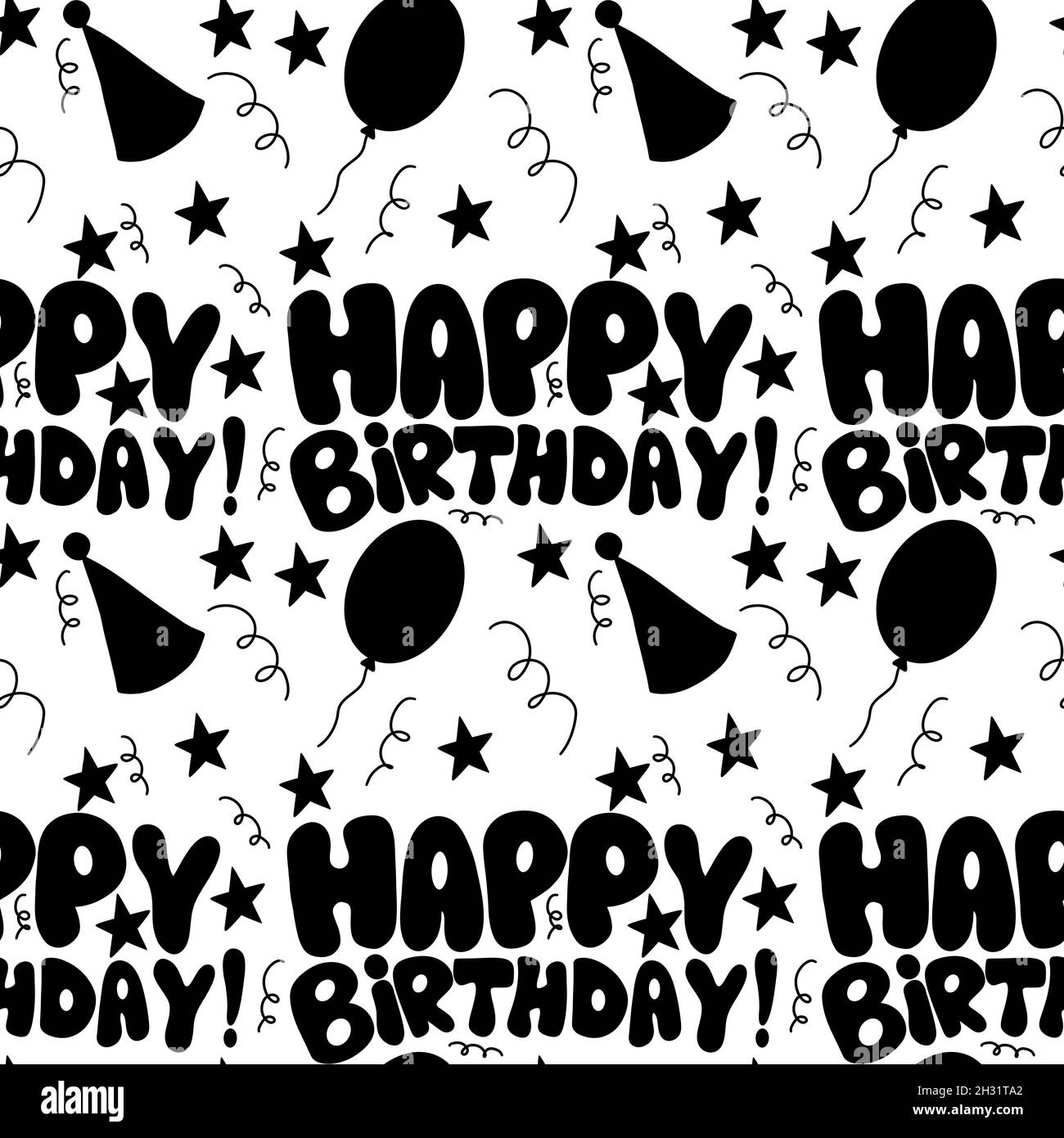 Seamless birthday pattern with balloons on white background  Stock Photo