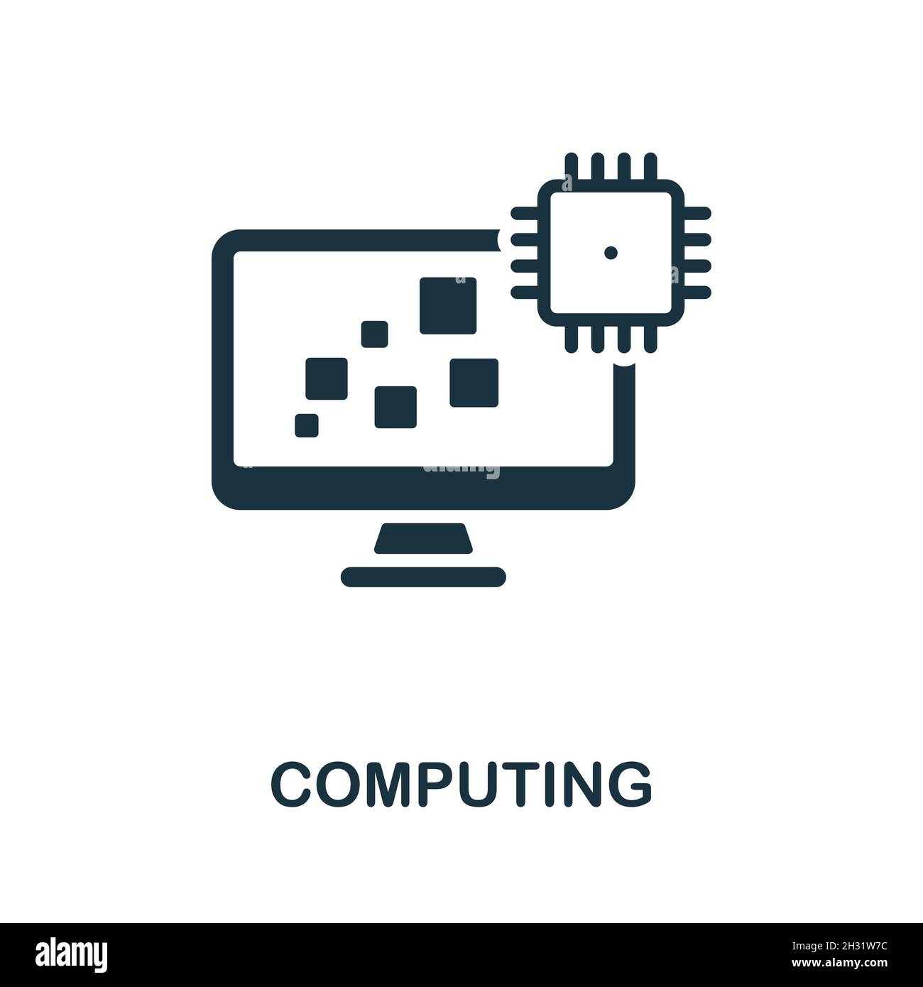 Computing icon. Monochrome sign from industry 4.0 collection. Creative ...
