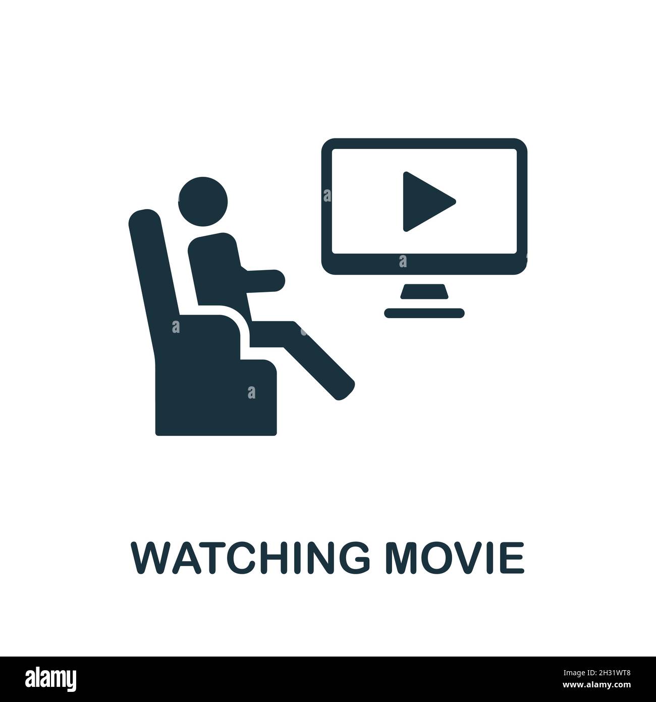 Watching Movie icon. Monochrome sign from home rest collection. Creative Watching Movie icon illustration for web design, infographics and more Stock Vector