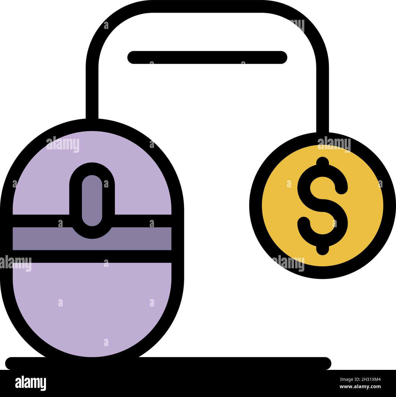 Mouse money icon. Outline mouse money vector icon color flat isolated ...