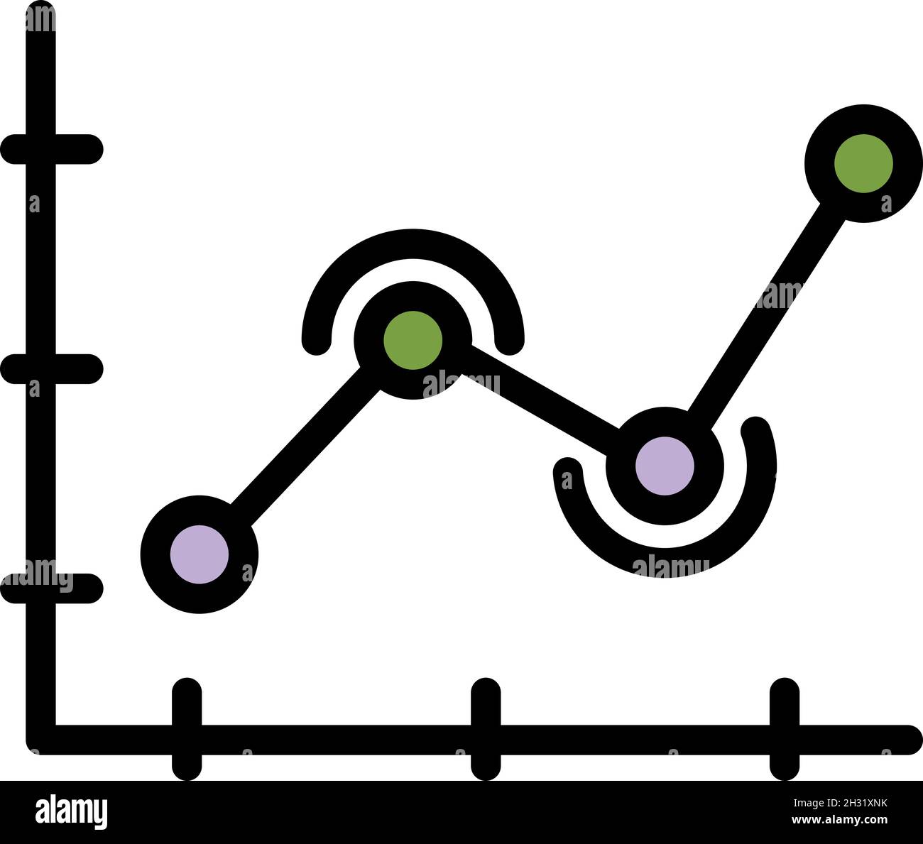 Audit graph icon. Outline audit graph vector icon color flat isolated ...