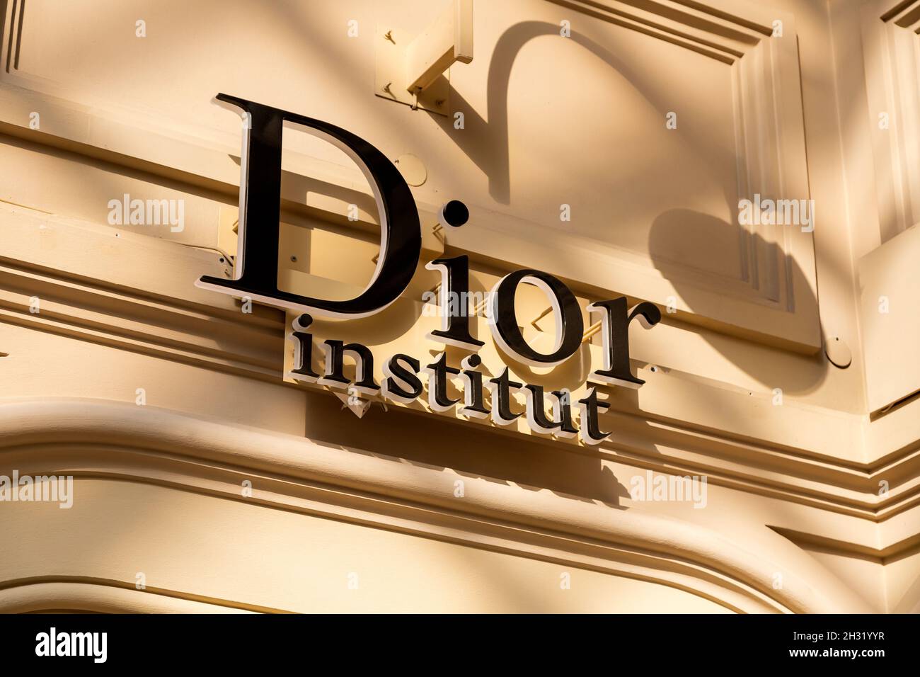 Moscow, Russia - October 14, 2021: Signboard of Dior institut store. CK  boutique in GUM Stock Photo - Alamy