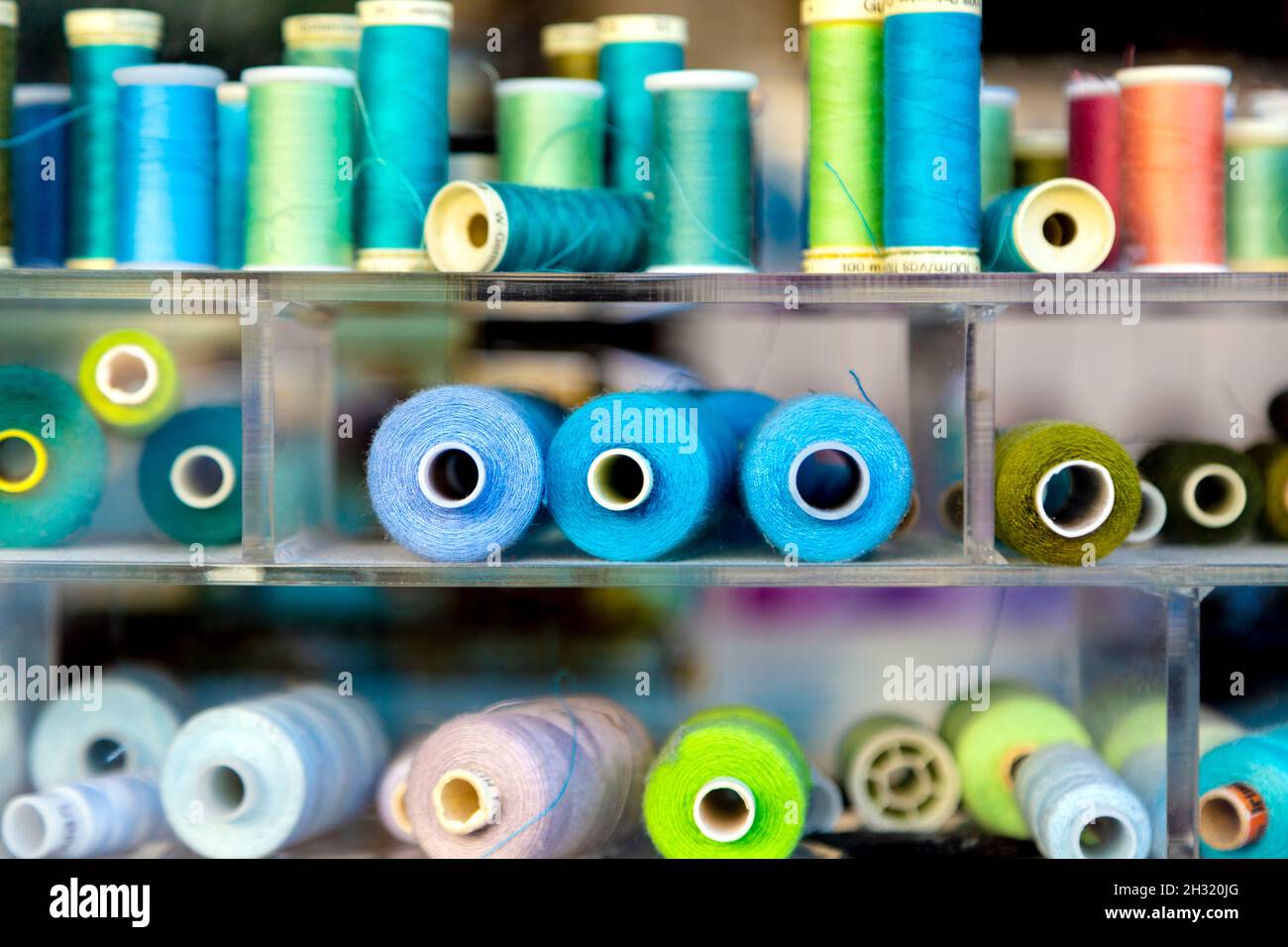 Colourful spools of thread Stock Photo