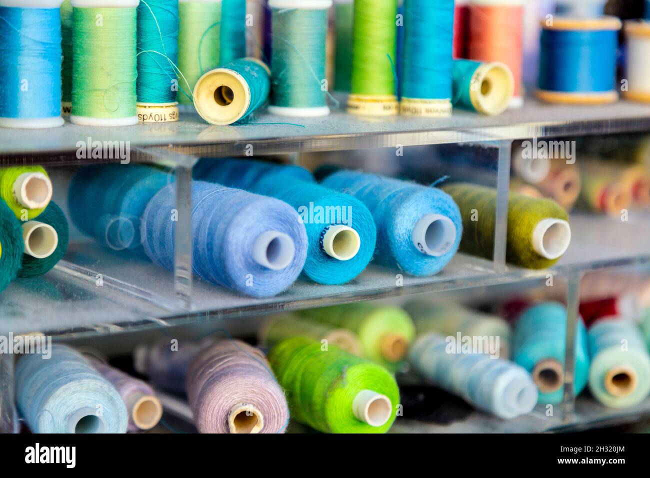 Colourful spools of thread Stock Photo