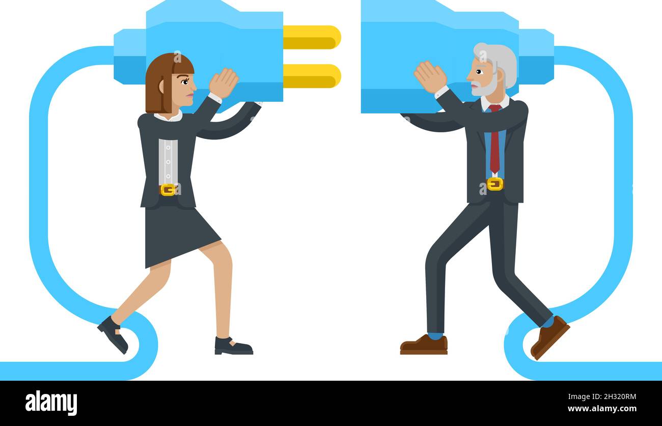 Connecting Plug Fitting Together Business Concept Stock Vector