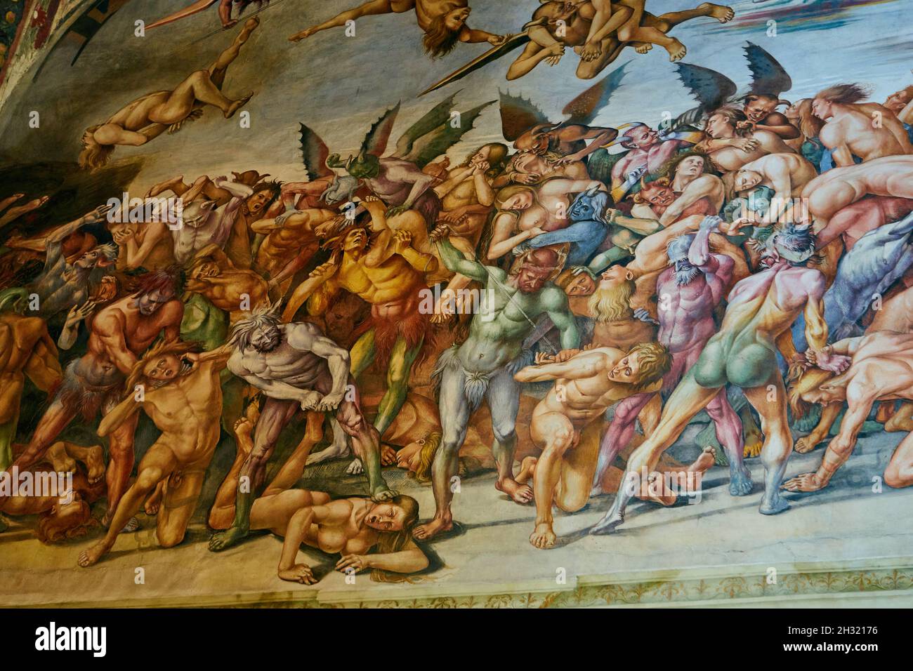 Detail, das Jüngste Gericht, die Verdammten, Freskenzyklus von Luca Signorelli, Kapelle San Brizio, Dom von Orvieto, Provinz Terni, Umbrien, Italien Stock Photo