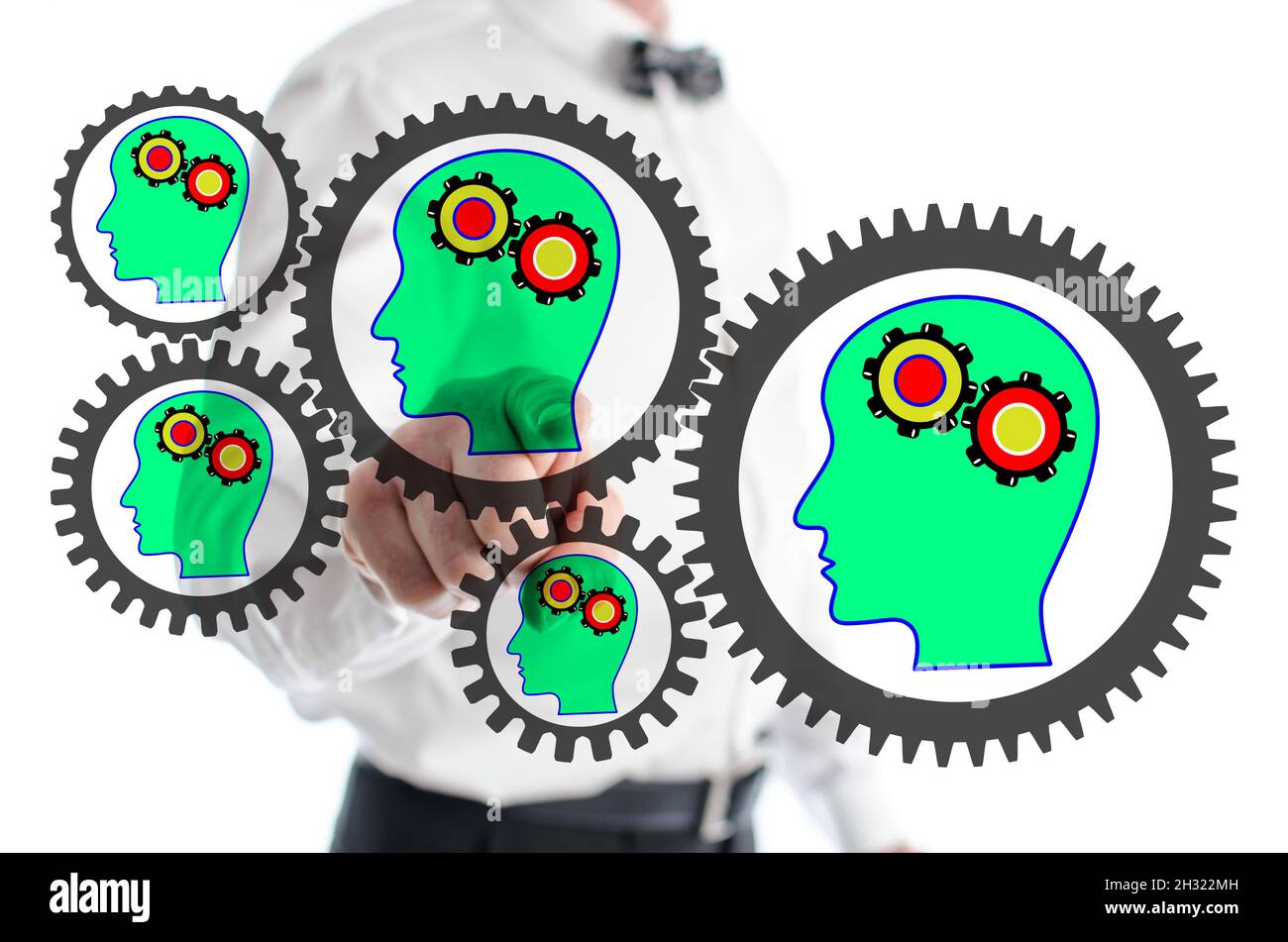 Brainstorming concept shown by a man in background Stock Photo
