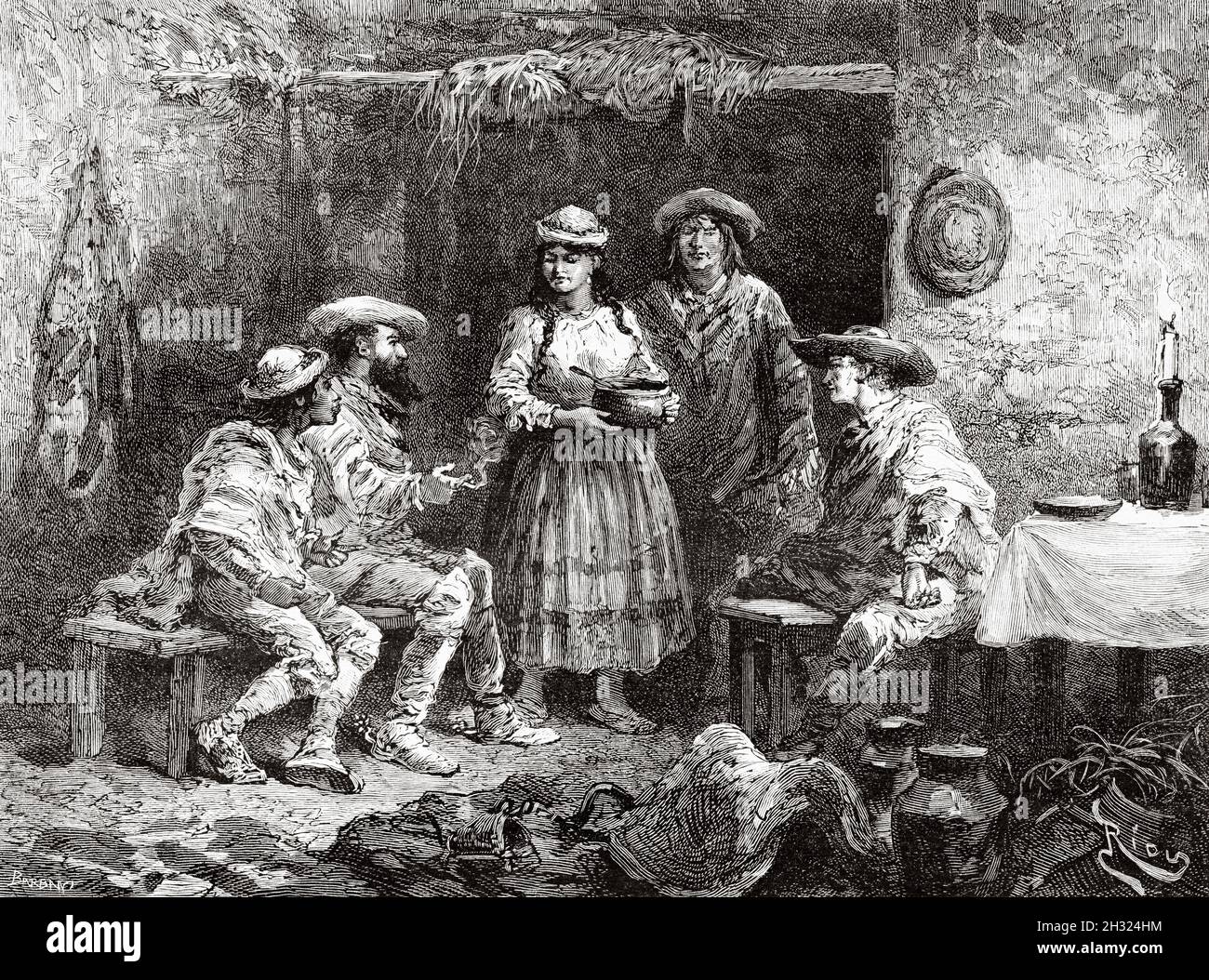 Dinner at Yavi, Jujuy province. Argentina, South America. Old 19th ...