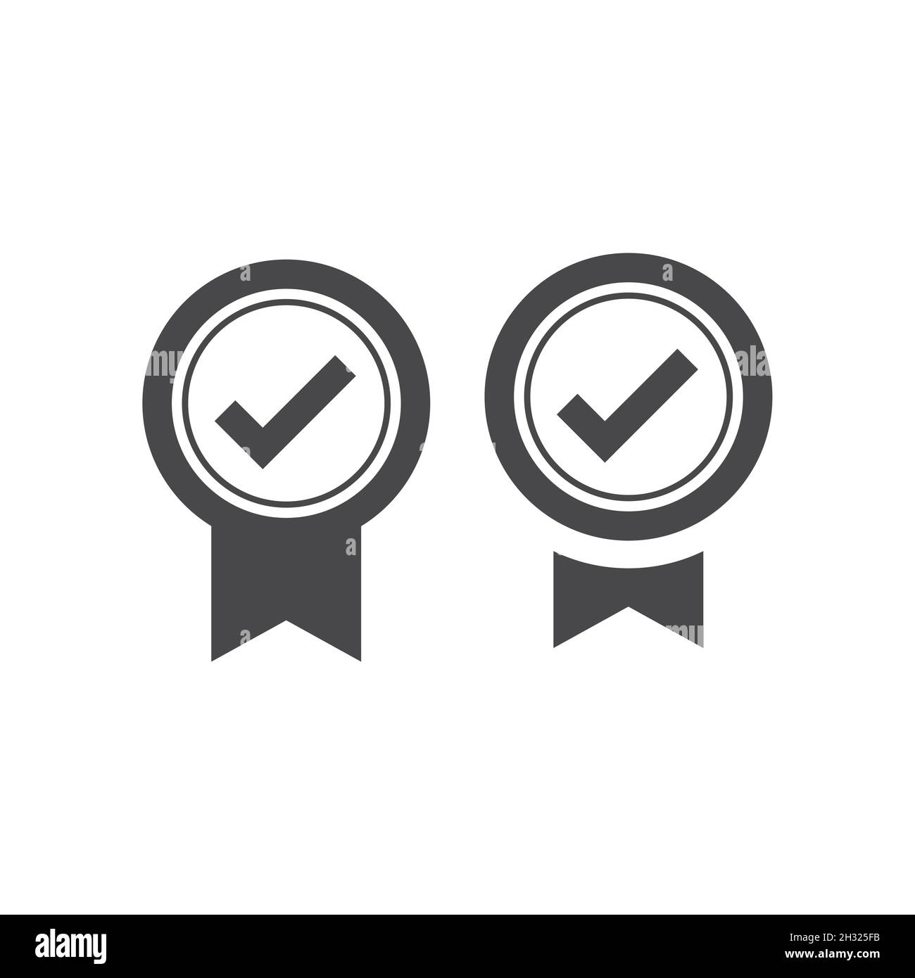Quality certificate black vector icon. Award badge with checkmark or tick symbol. Stock Vector