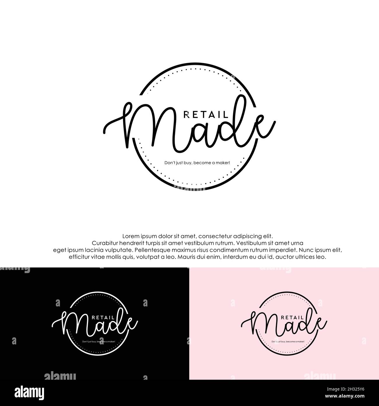 Modern circle dot handwritten flat line vector logo design  Stock Vector