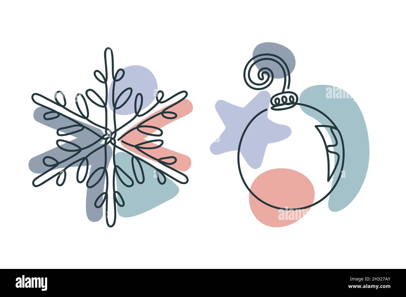 Christmas snowflake in a hand drawn linear style. Stock Vector