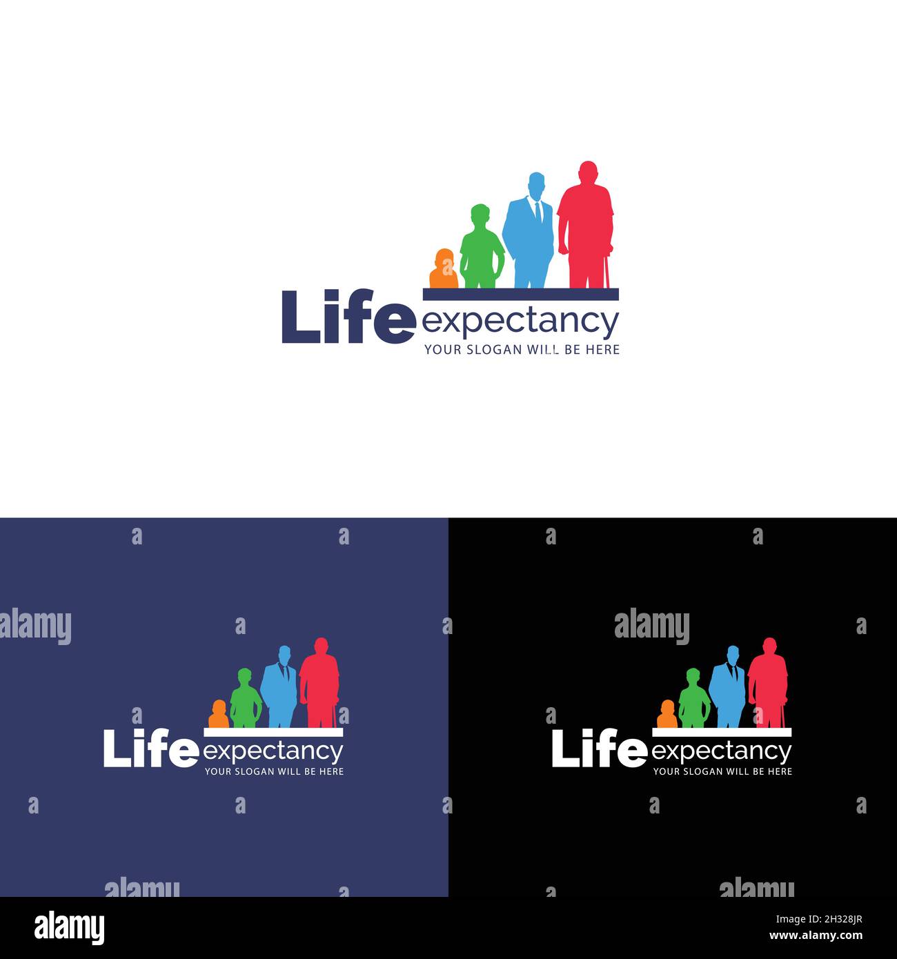 Life growth of from infancy to old age logo design Stock Vector