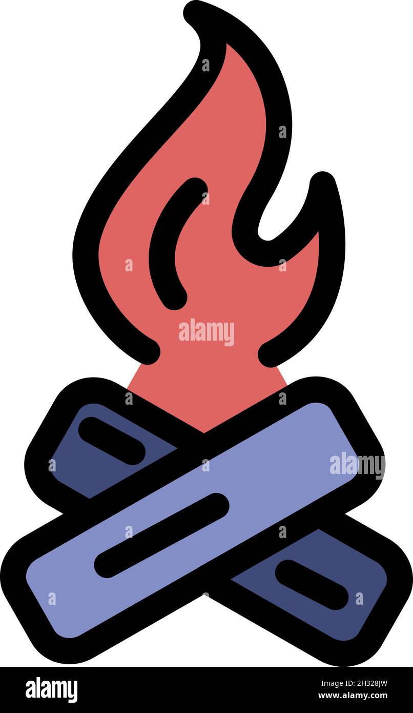 Campfire icon. Outline campfire vector icon color flat isolated Stock ...