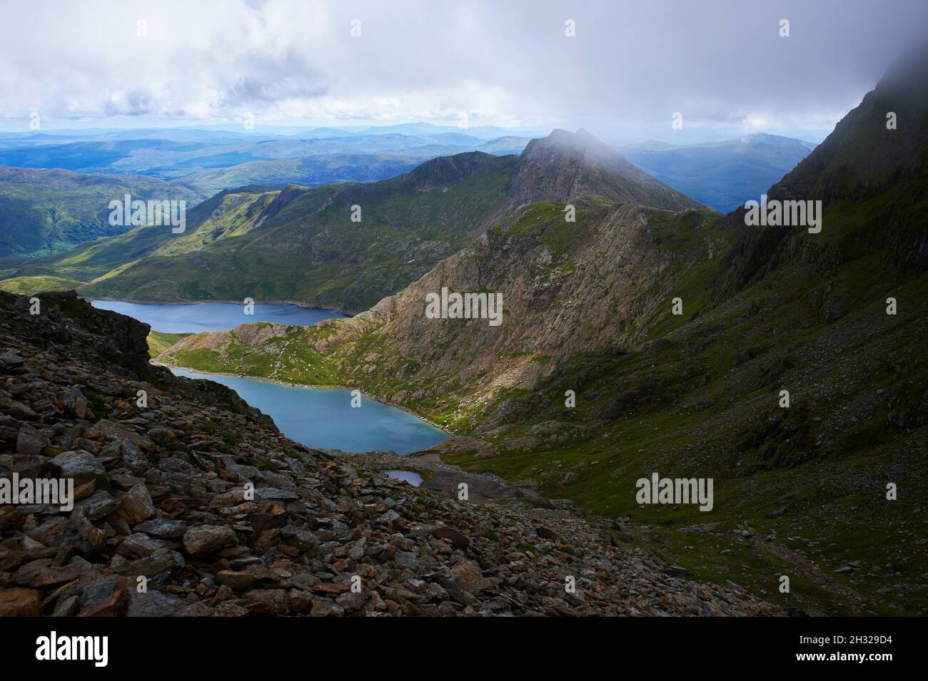 Lake scenery in Snowdonia National Park Stock Photo