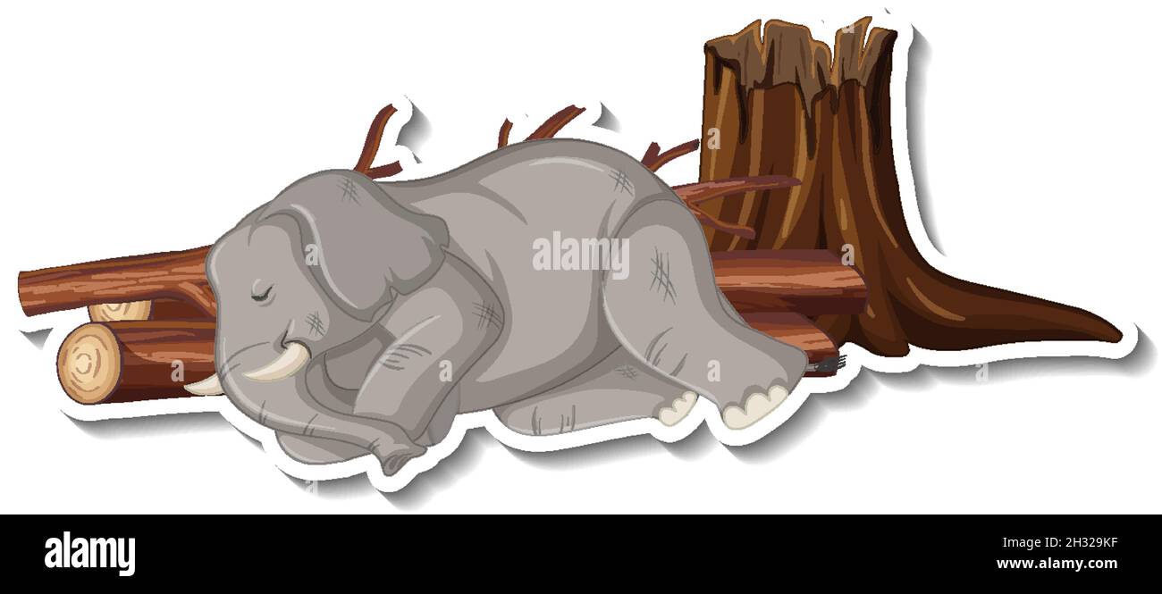 Sick elephant animal cartoon sticker illustration Stock Vector Image & Art  - Alamy