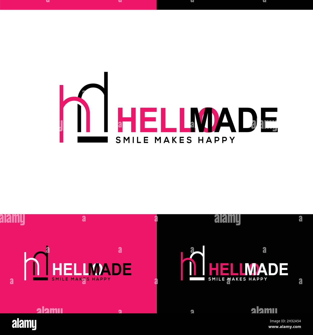 Modern initial letter hm icon greeting logo design Stock Vector