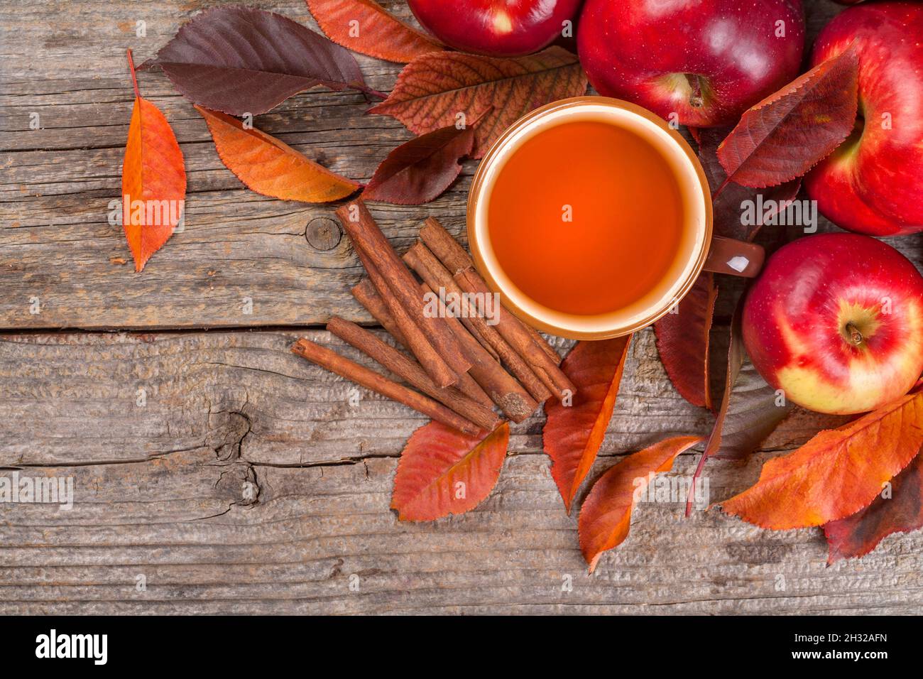 Tea from apple and cinnamon. A healthy concept. Diuretic, aromatic