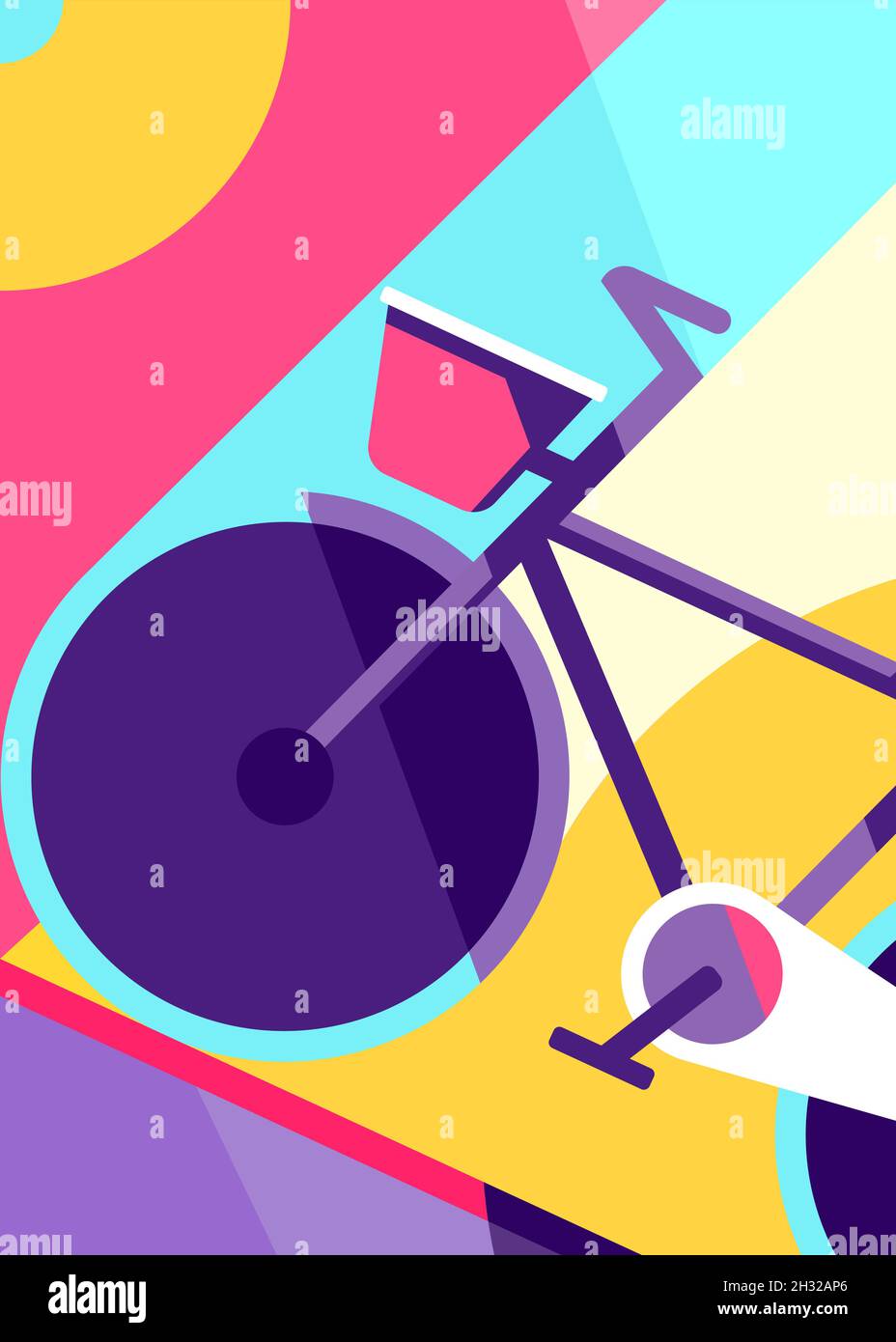 Poster with city bike. Placard design in flat style Stock Vector Image