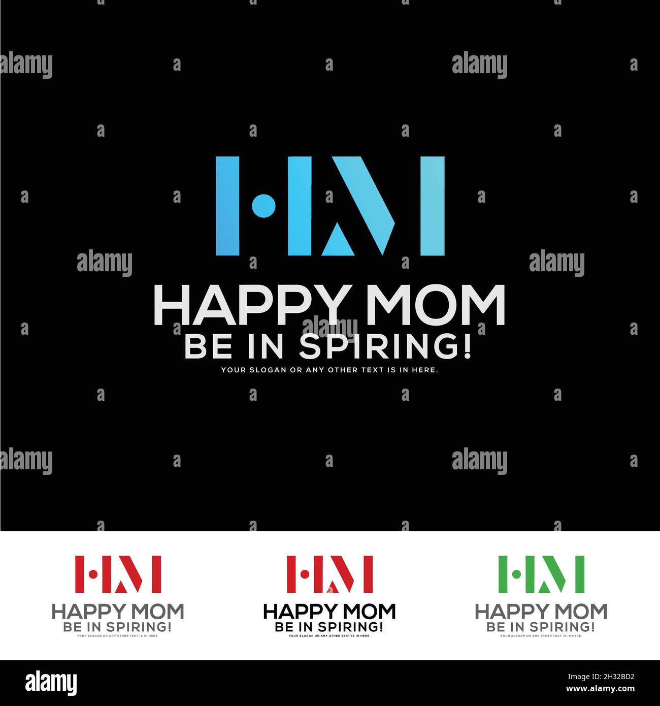 Wordmark HM initial lettering logo design template Stock Vector