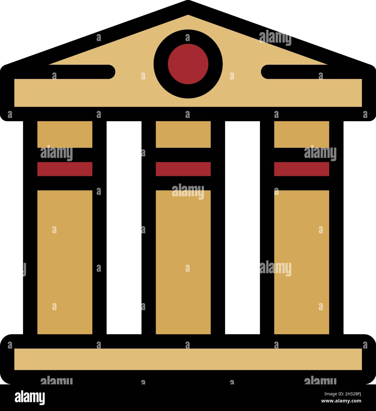Library building icon. Outline library building vector icon color flat ...