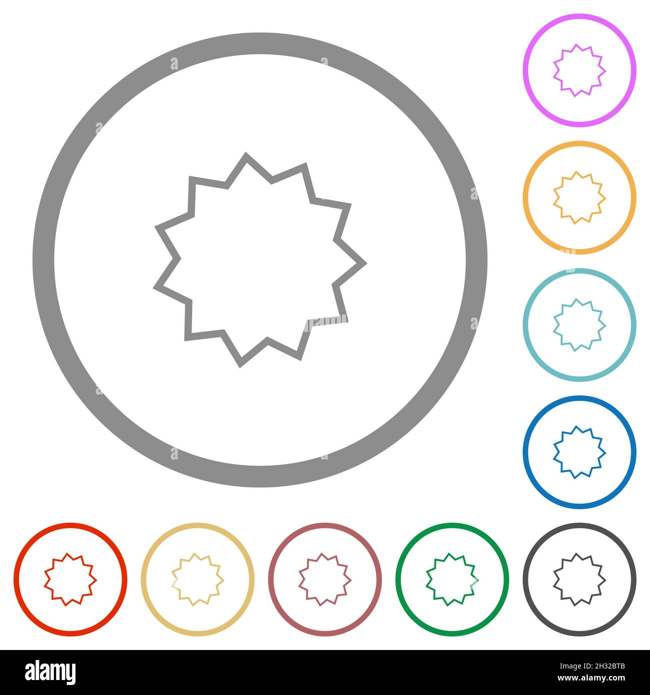 Certificate sticker outline flat color icons in round outlines on white ...