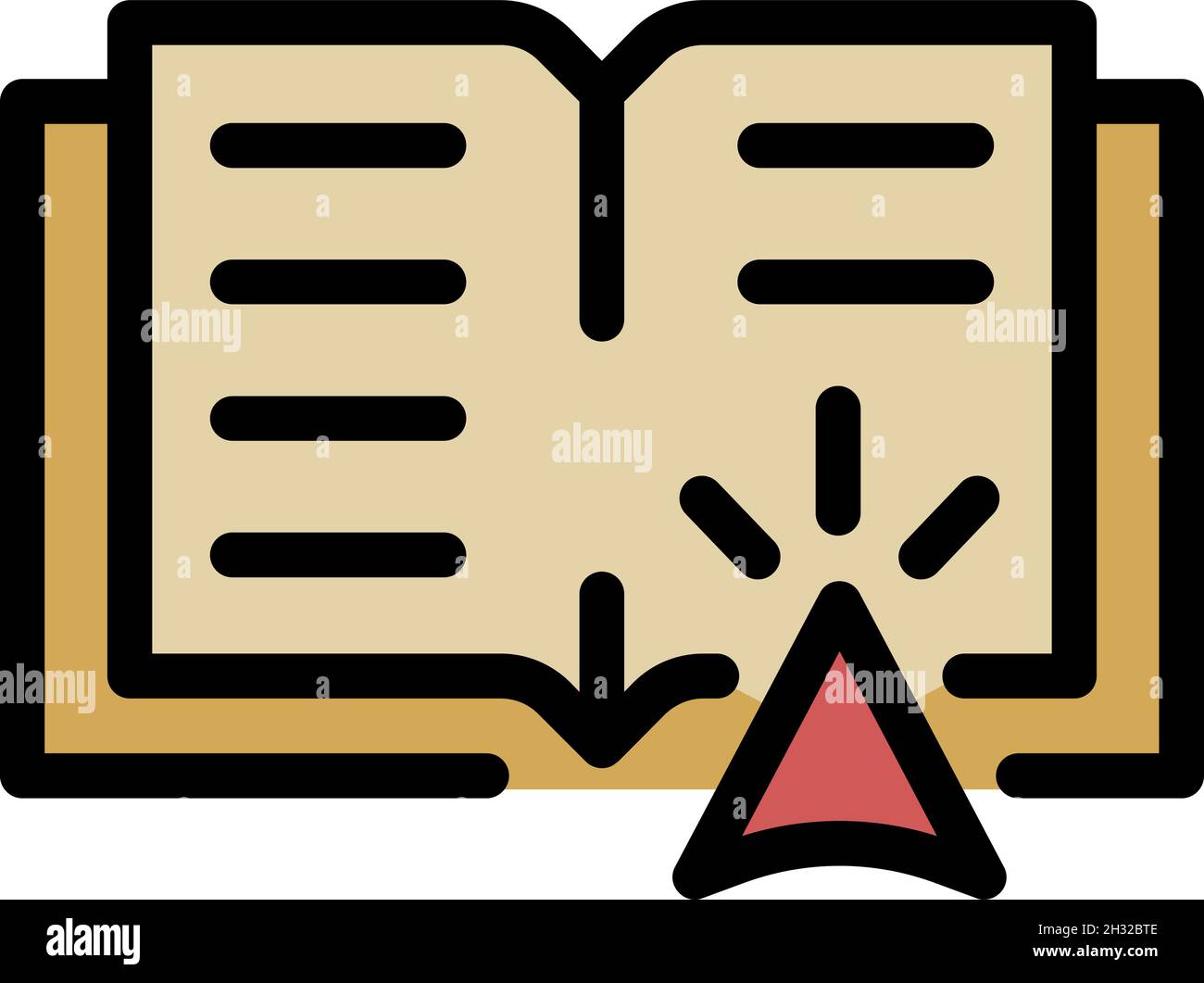 Book and cursor icon. Outline book and cursor vector icon color flat ...