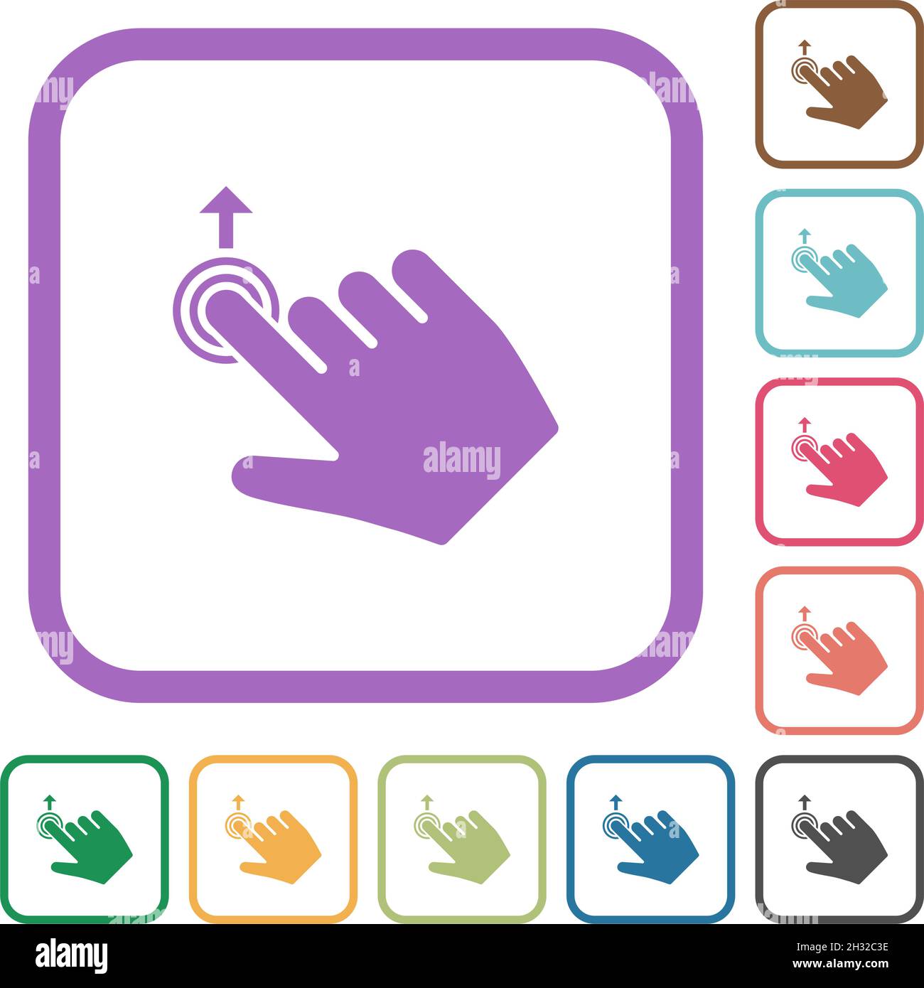 Right handed slide up gesture simple icons in color rounded square