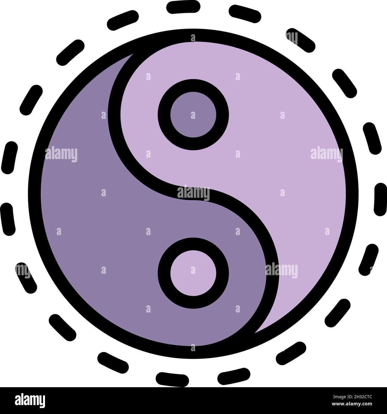 Yin yang sign icon. Outline yin yang sign vector icon color flat ...