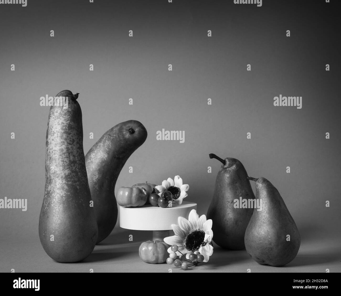 Pears represent people celebrating Thanksgiving Stock Photo