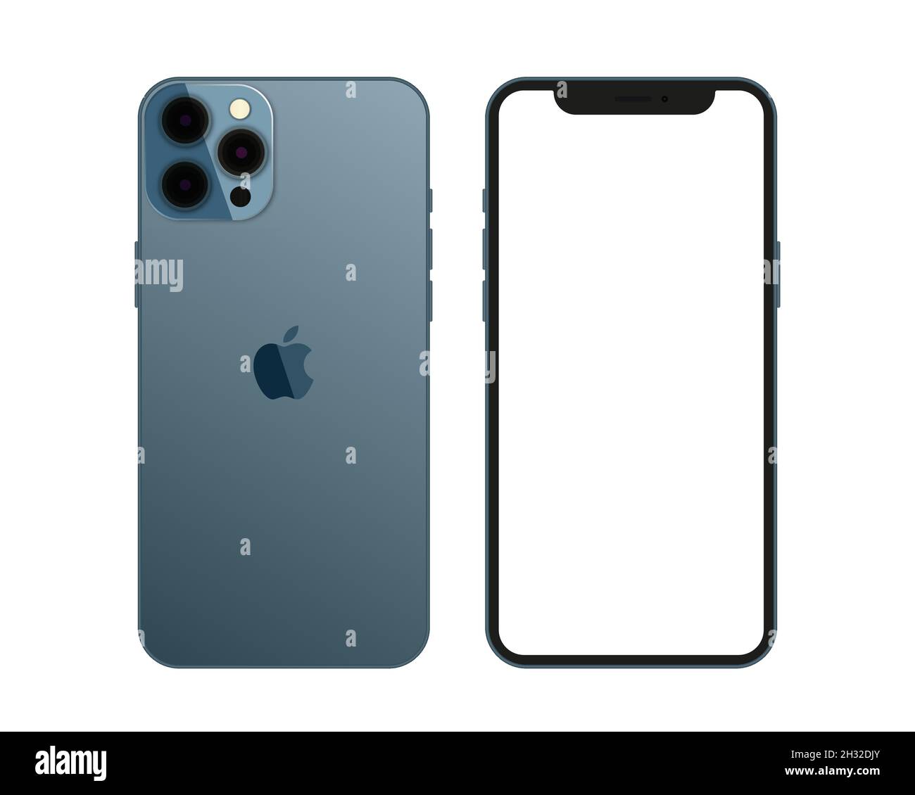 New iphone 12 pro / pro max by Apple Inc. Mock-up screen iphone and back side iphone. Vector illustration eps10  Stock Vector