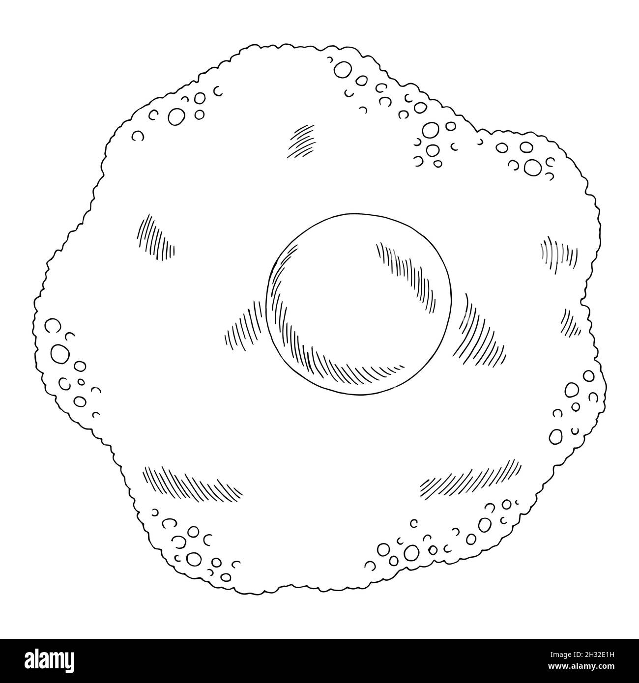 Fried eggs graphic black white isolated sketch illustration vector