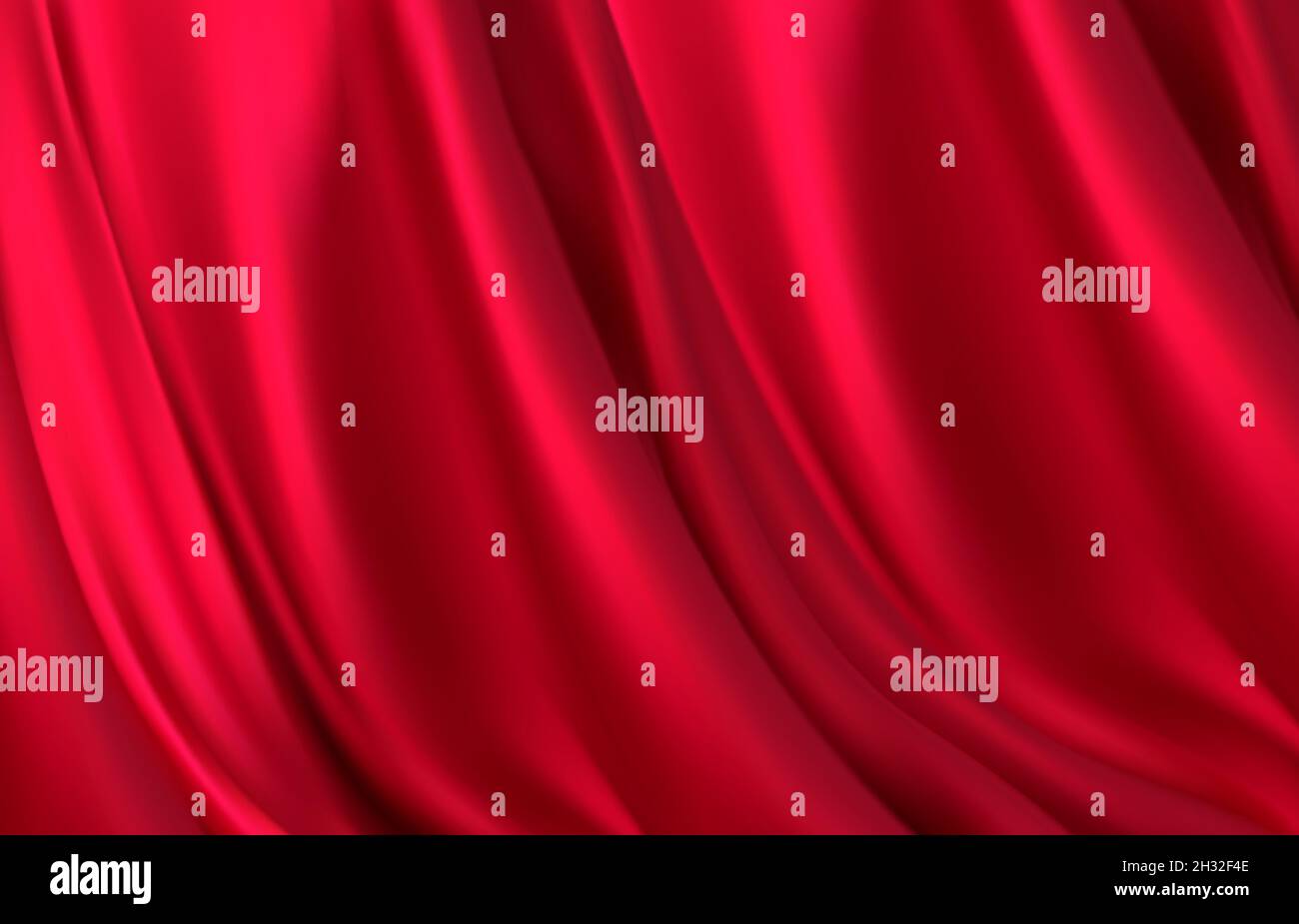 Realistic red silk fabric. Background from folds of fabric. Red silk drapery background. Vector illustration Stock Vector