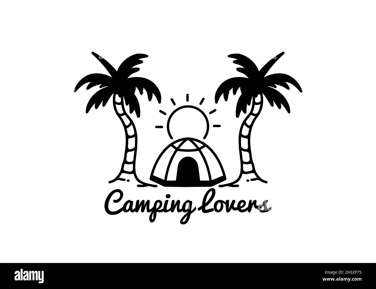 Line art illustration graphic of camping design Stock Vector Image ...