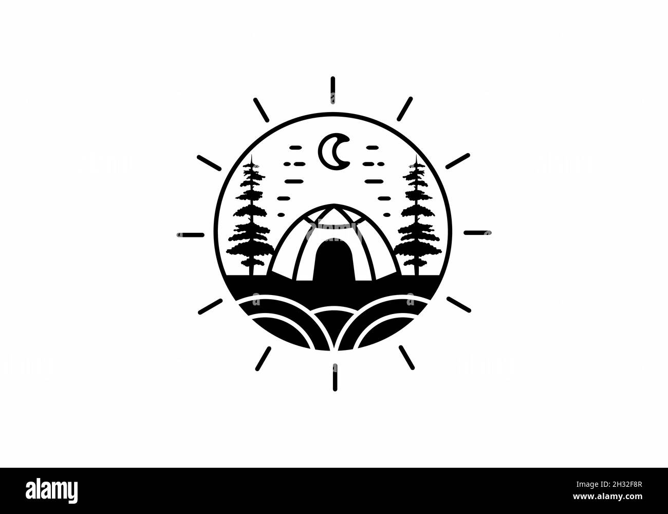 Line art illustration graphic of camping design Stock Vector Image ...