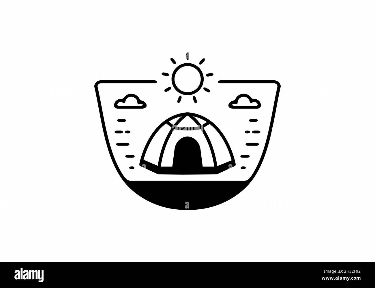 Line art illustration graphic of camping design Stock Vector Image ...