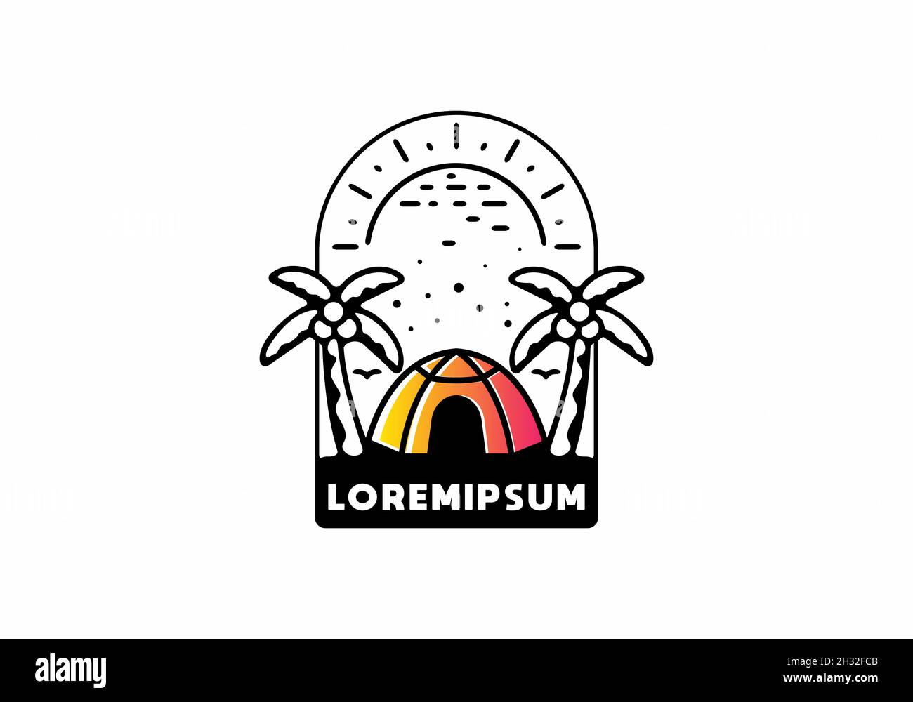 Line art illustration graphic of camping design Stock Vector Image ...