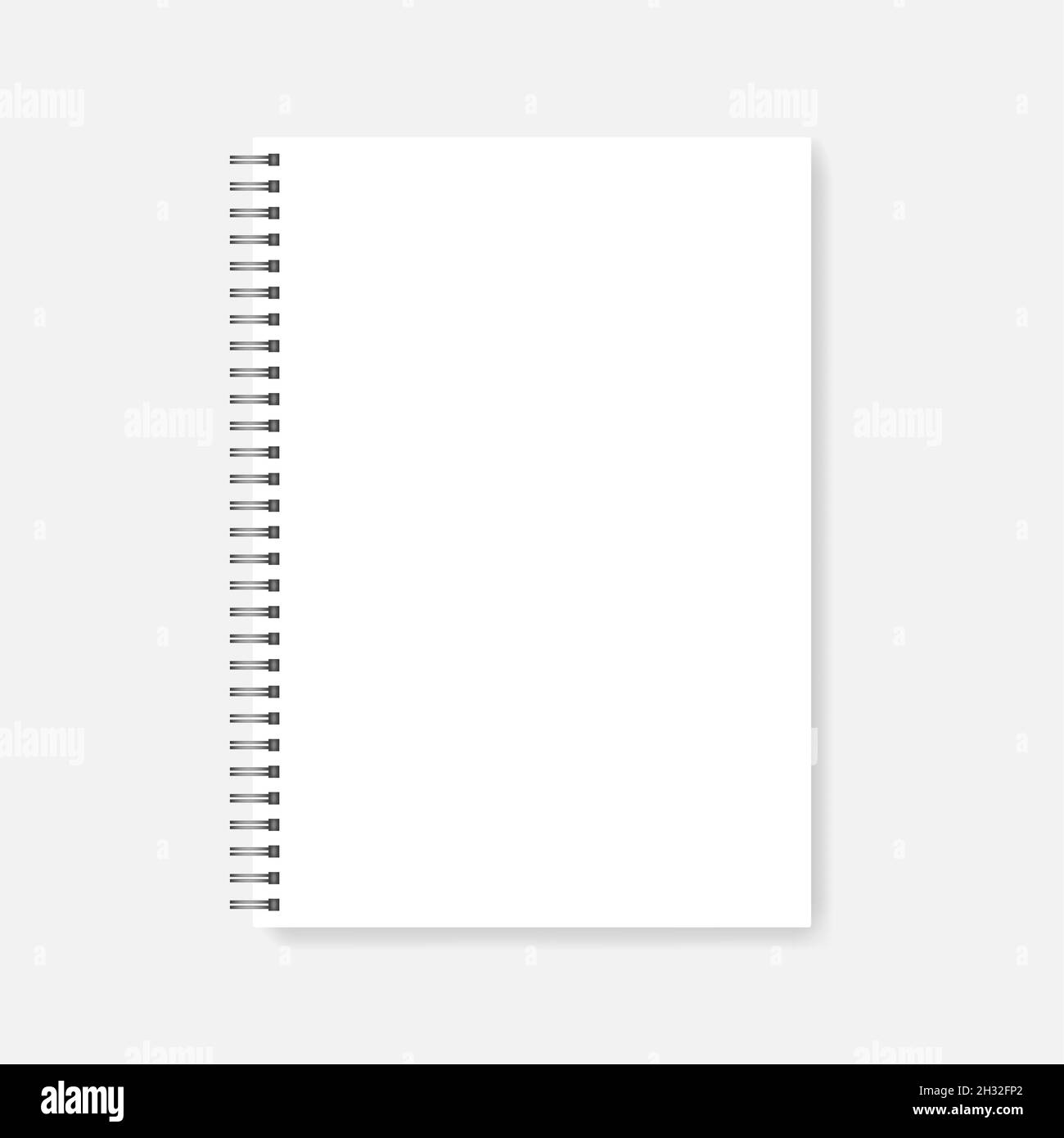 Spiral blank notebook realistic mockup. Wire bound empty white A4 notepad vector template Stock Vector