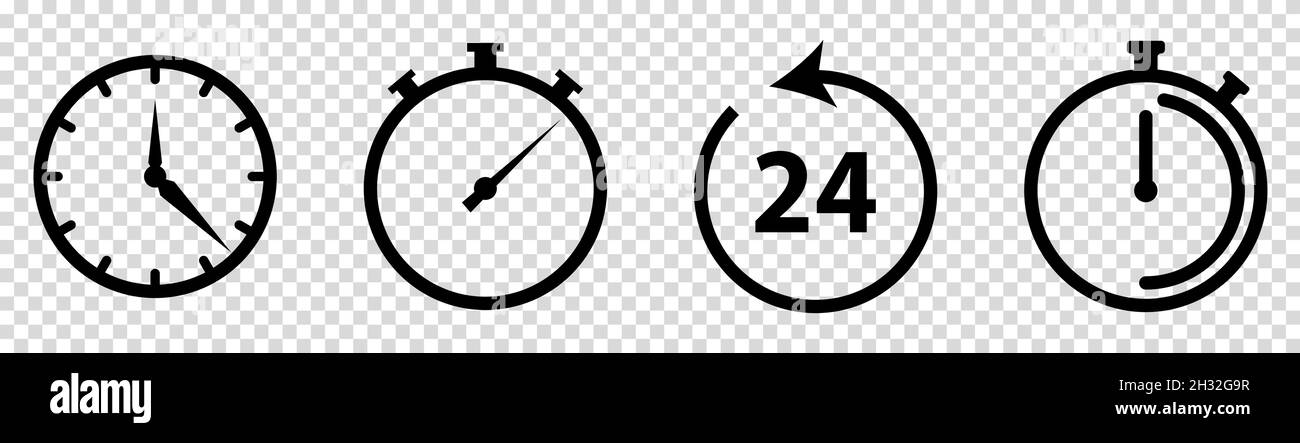 Timers icons on transparent background. Vector set Stock Vector