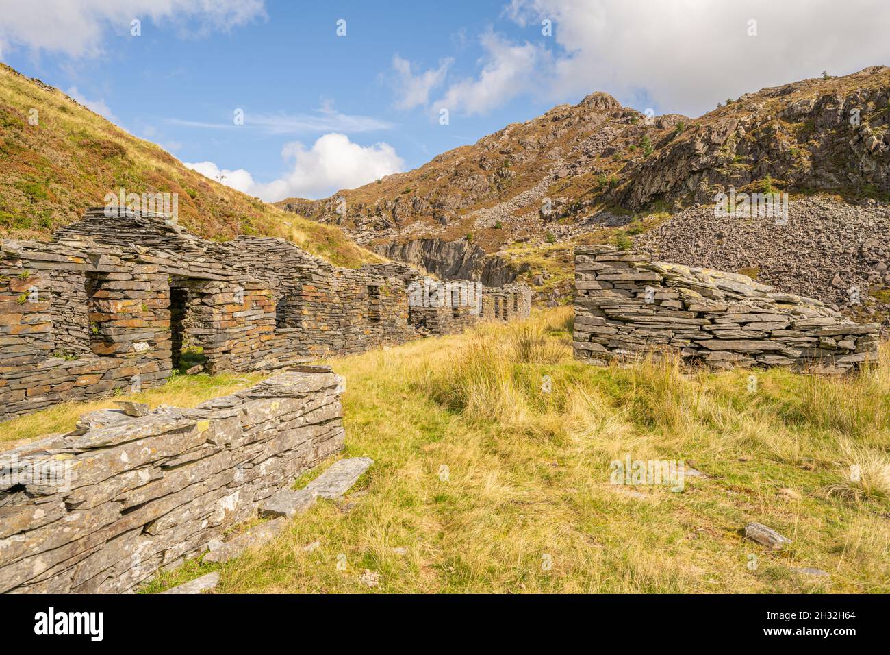 The Barrack buildings in the Prince of Wales slate quarry Cwm Pennant