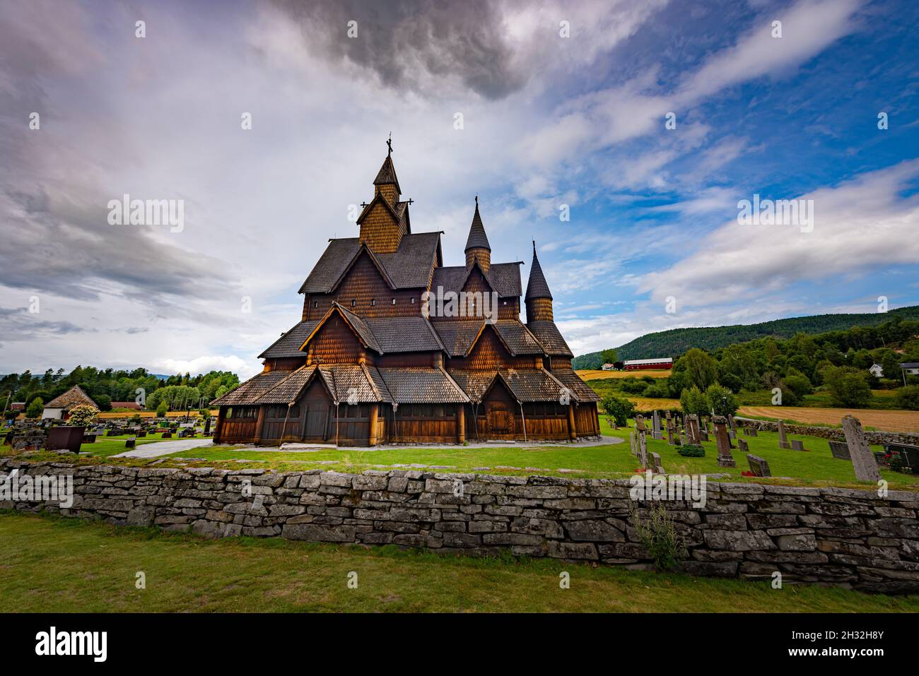 Heddal Church Norway's largest stave church build in 13th centruy Stock Photo
