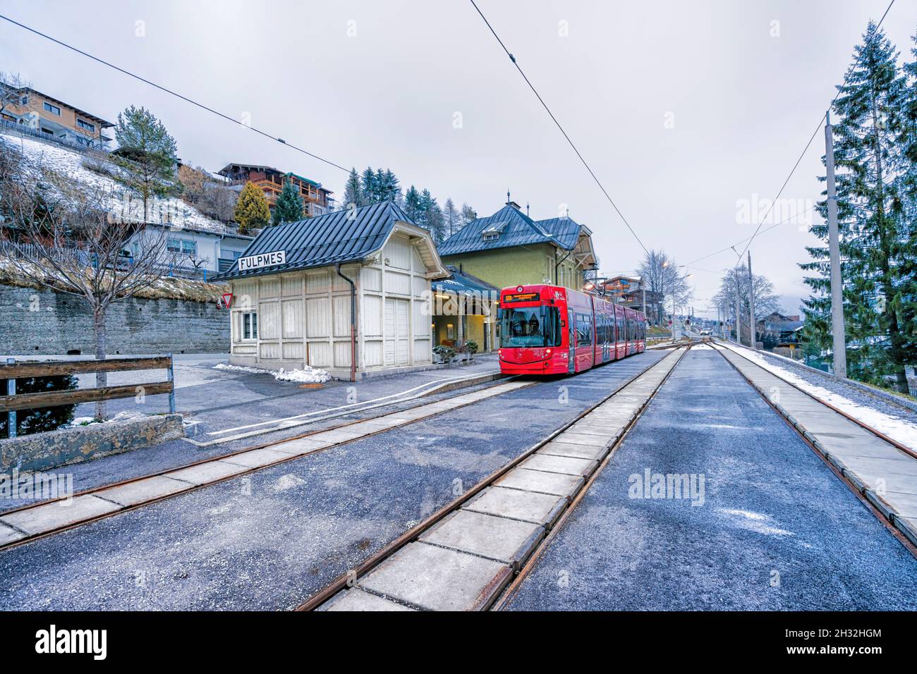 Railway station Fulpmes in Tyropl,Austria Stock Photo
