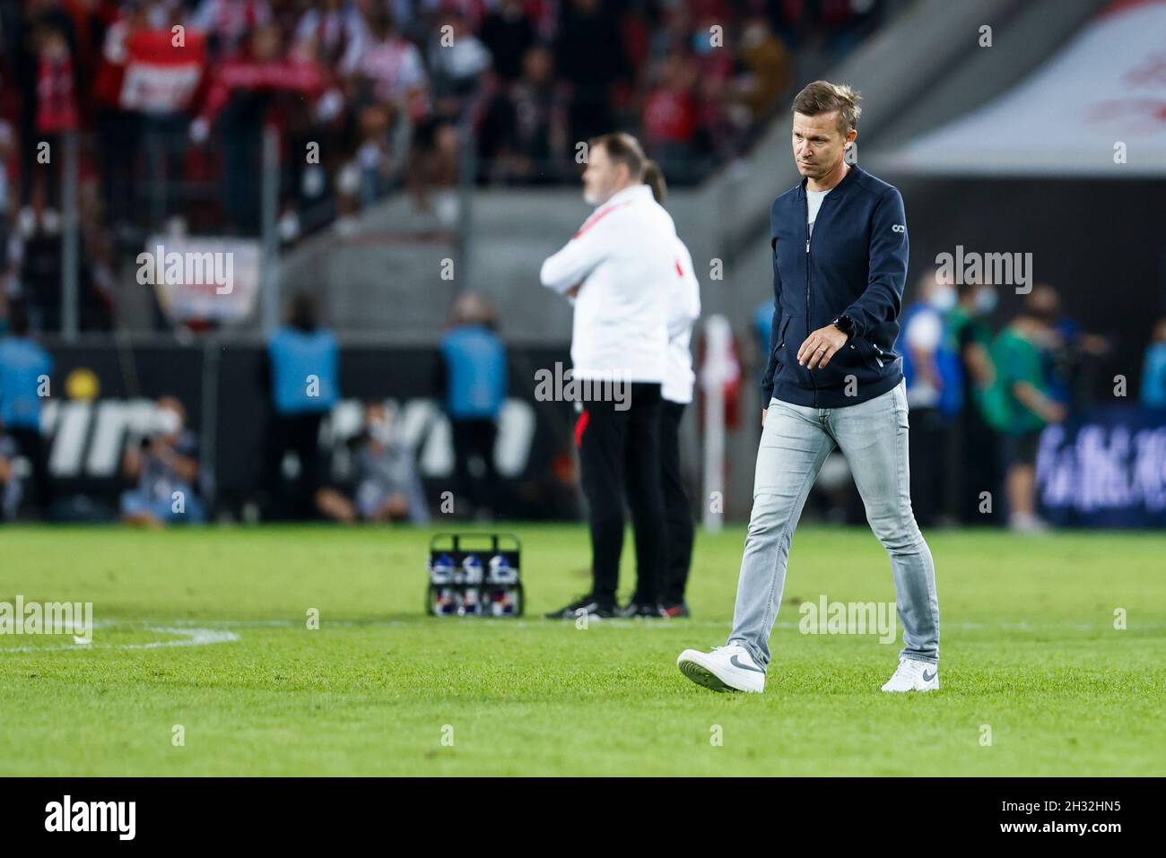 Kšln, RheinEnergieStadion, 18.09.21: Trainer Jesse Marsch (RB Leipzig) enttŠuscht nach dem Spiel der 1.Bundesliga 1.FC Kšln vs. RB Leipzig Foto: pres Stock Photo