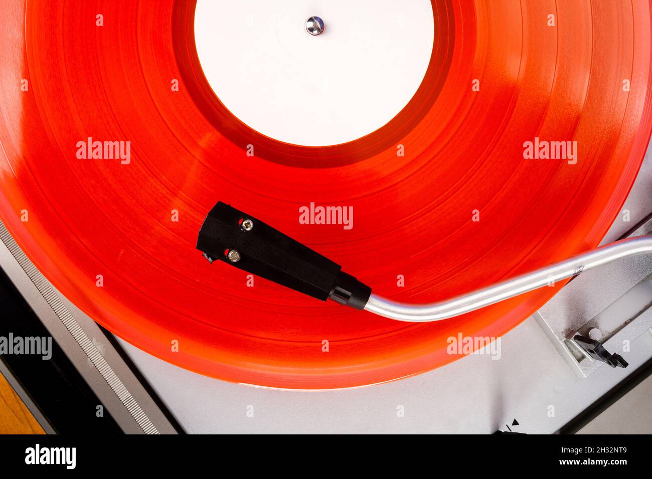 Close up of vintage turntable record player with red vinyl Stock Photo ...