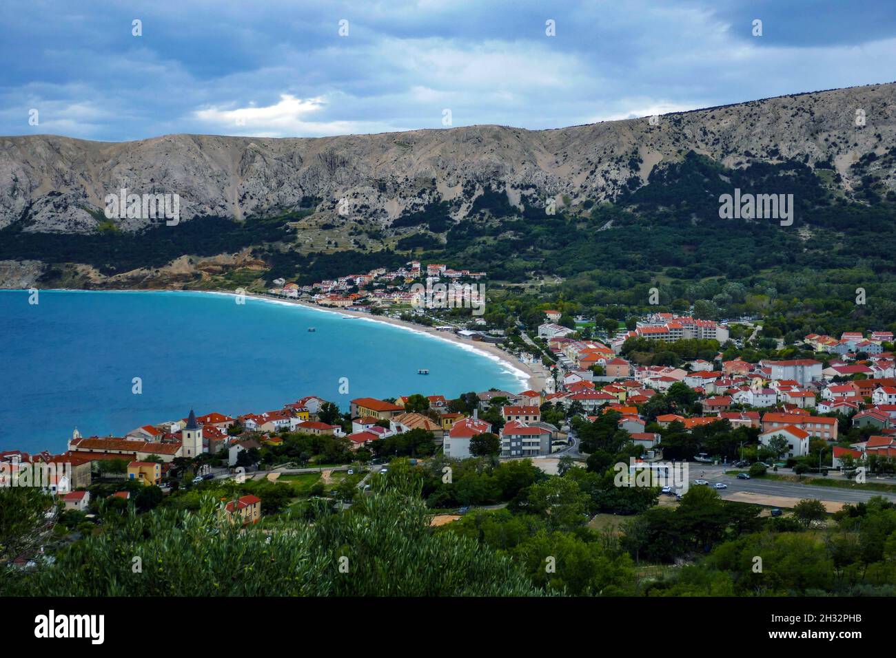 The small tourist resort of Baska, Baška on the island of Krk, Croatia Stock Photo