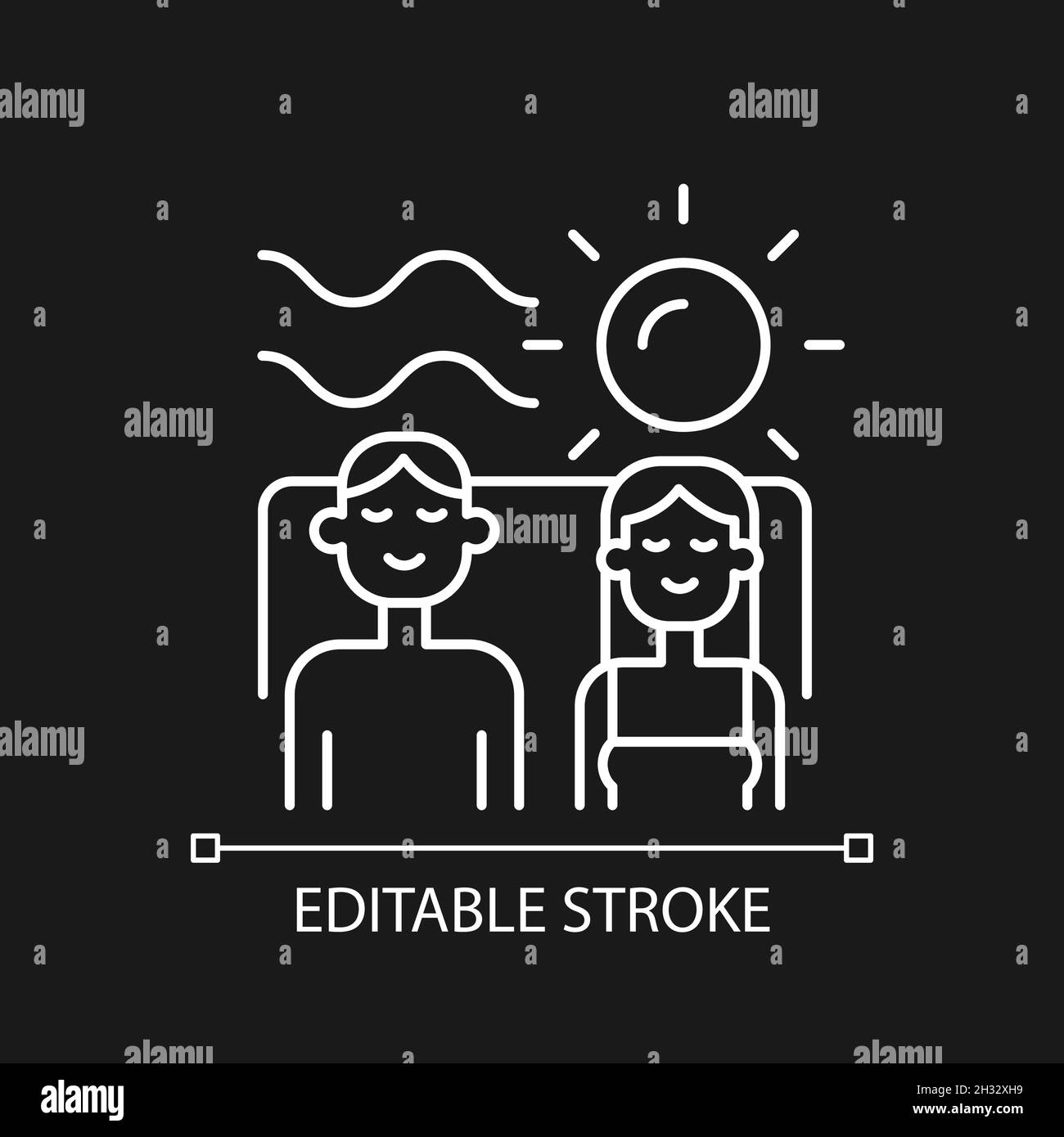 Couple spending vacation together white linear icon for dark theme Stock Vector